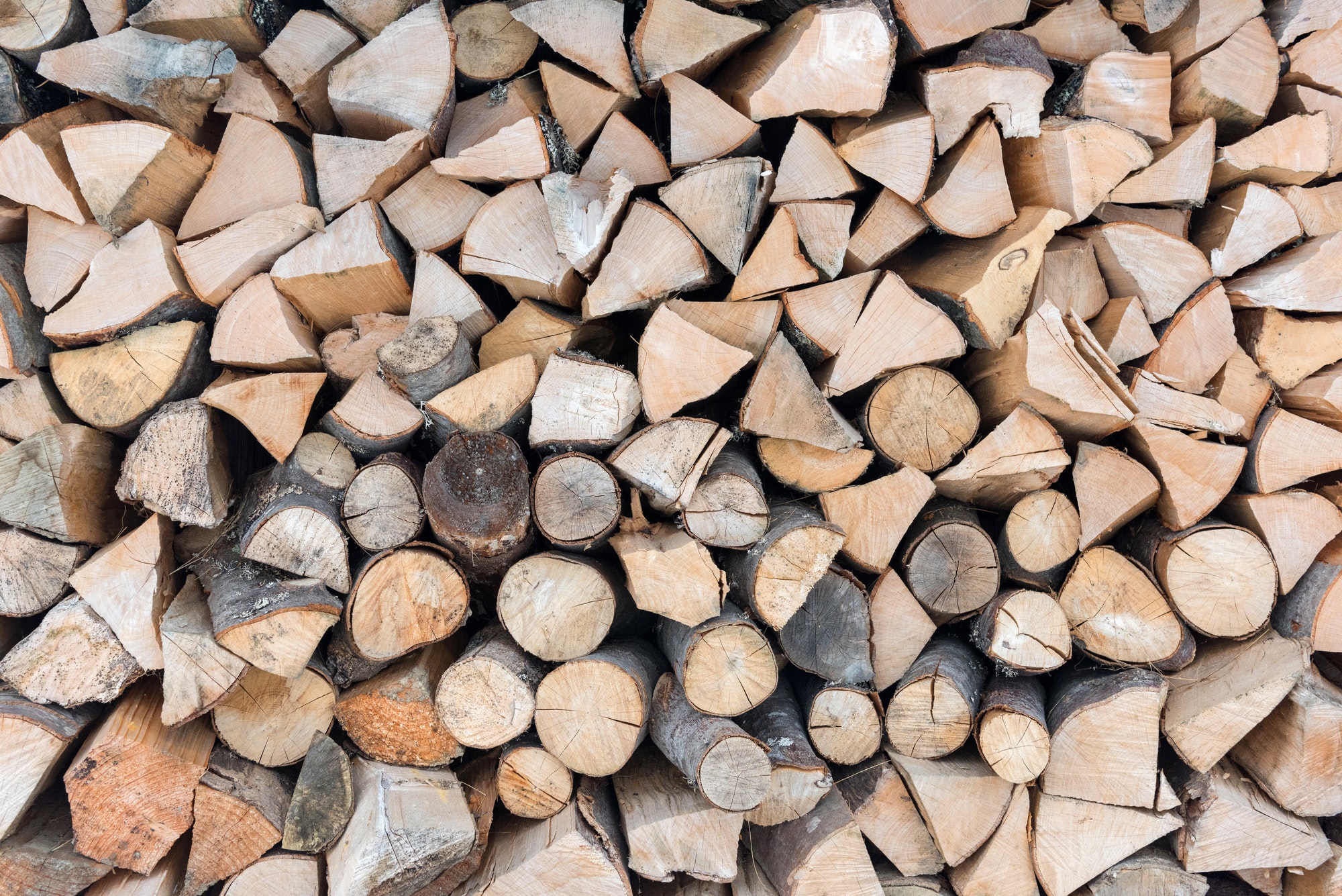 Folded firewood. Old firewood for the fireplace